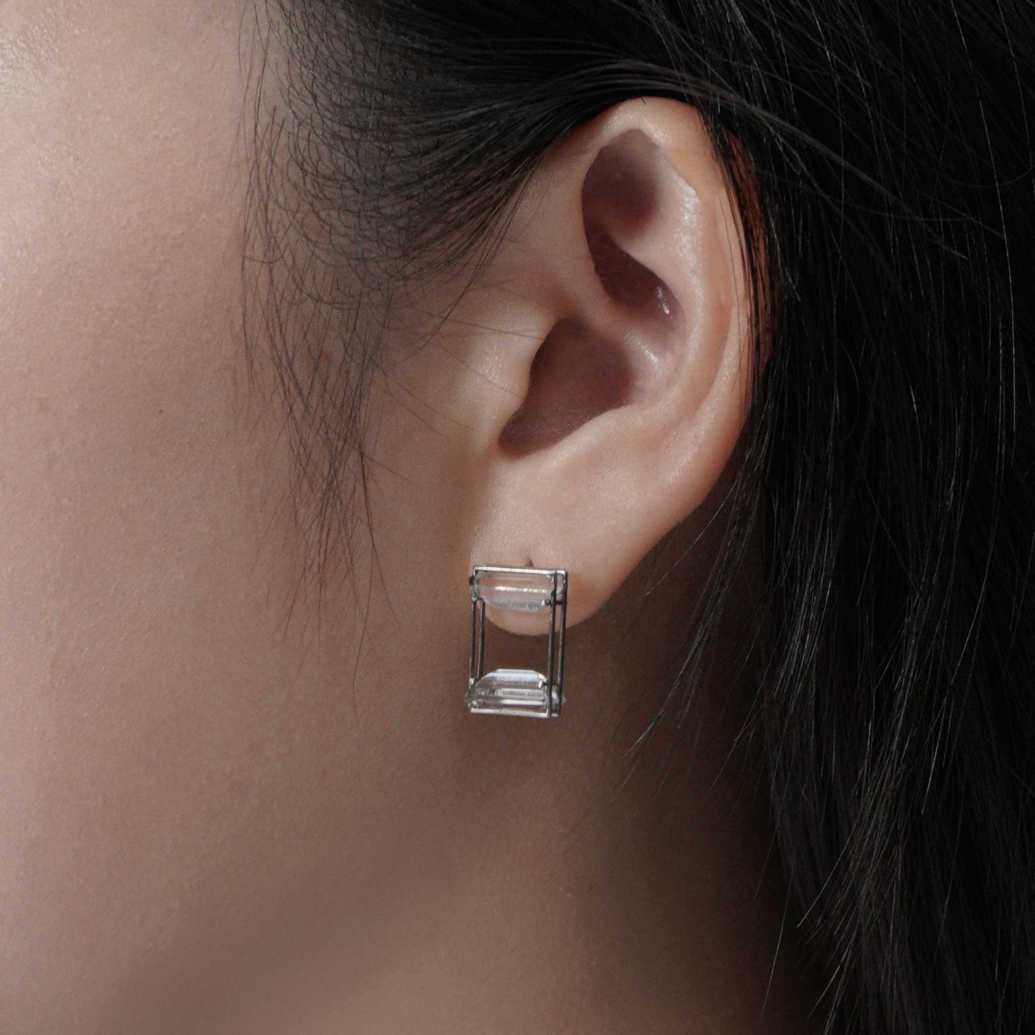 Space Studs in White Topaz and Stainless-Steel